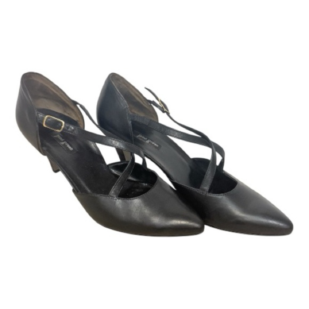 Paul Green Black Leather Pointed Toe Criss-Cross Strap Pumps Size 7(UK) 9.5(US)